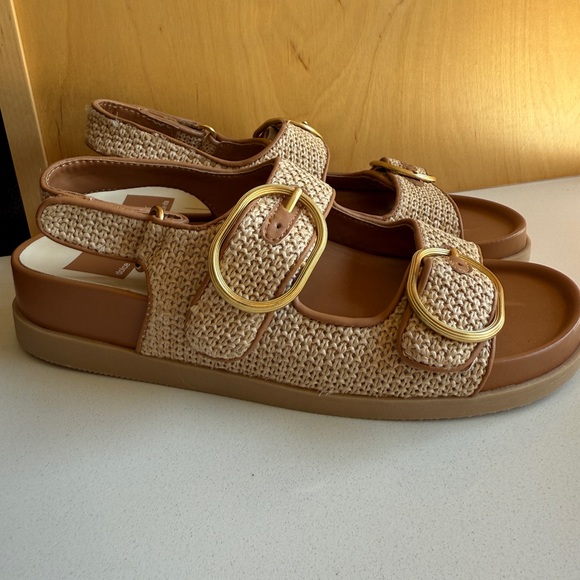 Dolce Vita Shoes - Dolce Vita Tan Woven Sandals with Gold Accents